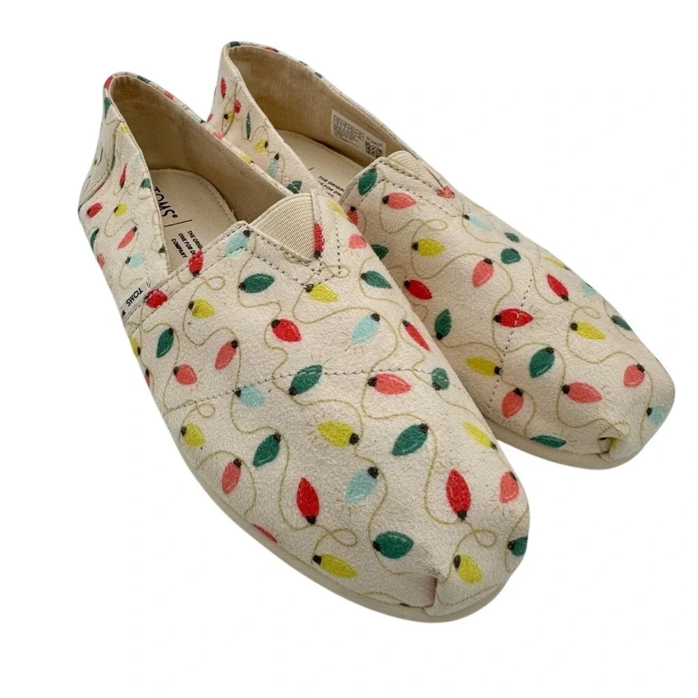 Toms Alpargata Holiday lLights Festive Slip-on Shoes‎ Women's 9 EUC